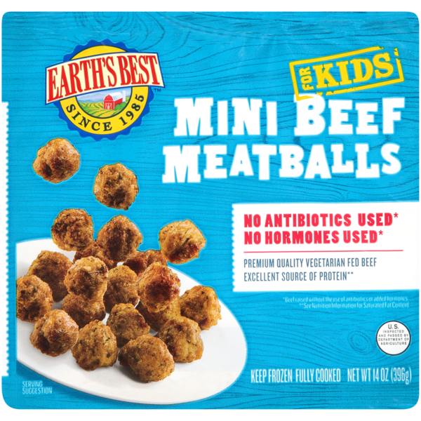 slide 1 of 1, Earth's Best For Kids Mini Beef Meatballs, 14 oz