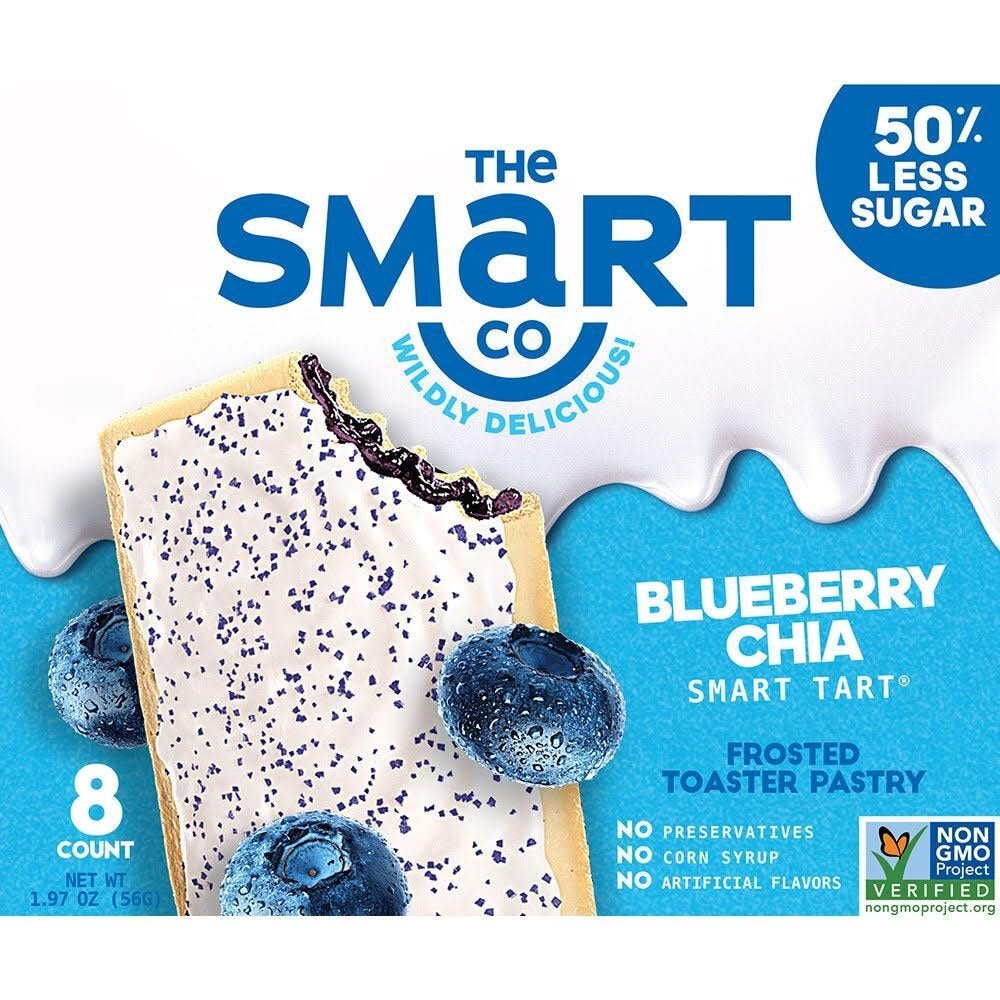 slide 1 of 1, The Smart Co Blueberry Chia Frosted Toaster Pastries, 8 ct