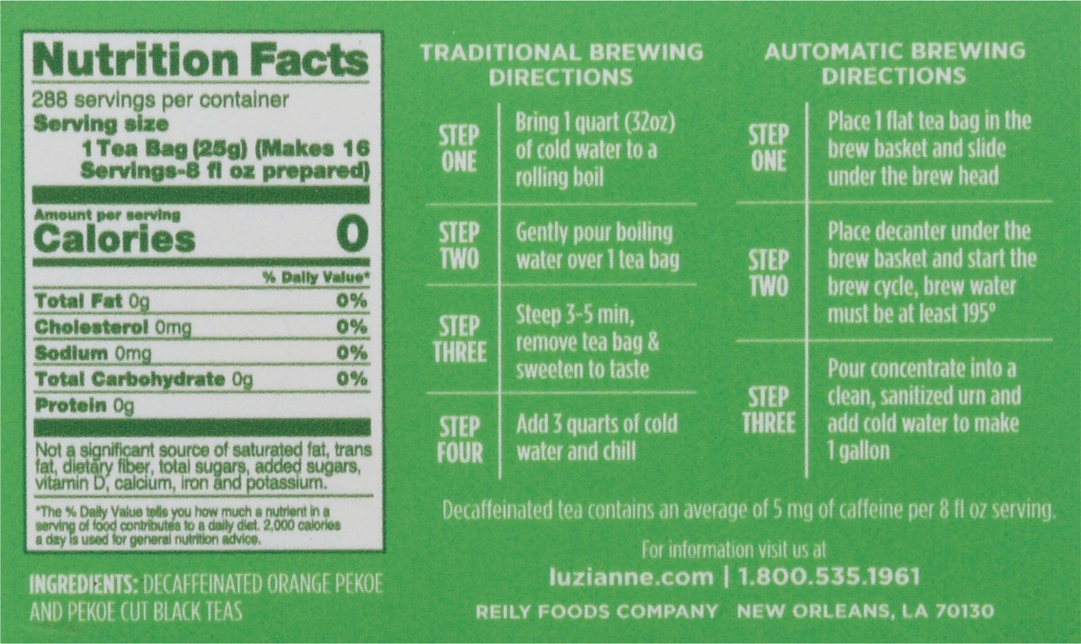 slide 11 of 13, Luzianne Decaffeinated Iced Tea Gallon Size 18 Tea Bags, 18 ct