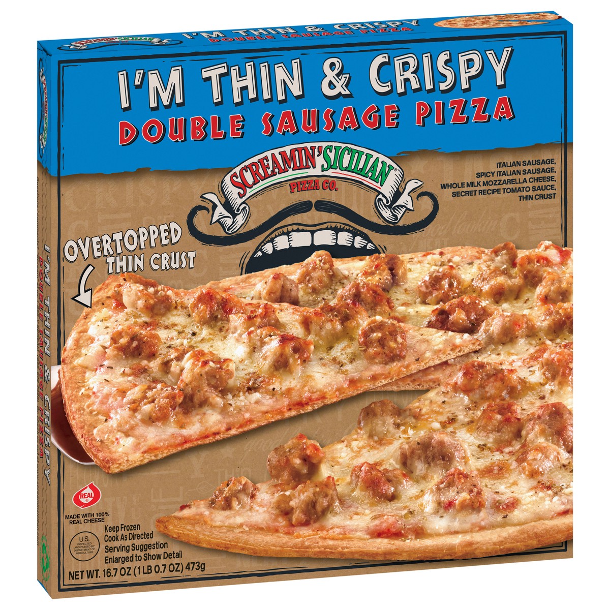 slide 2 of 9, Screamin' Sicilian I'm Thin & Crispy Double Sausage Pizza 16.7 oz, 16.7 oz