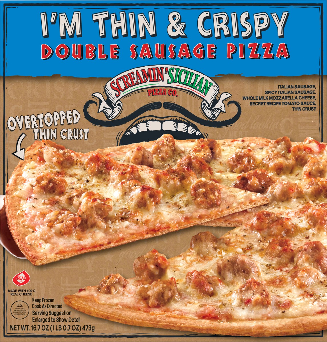 slide 6 of 9, Screamin' Sicilian I'm Thin & Crispy Double Sausage Pizza 16.7 oz, 16.7 oz