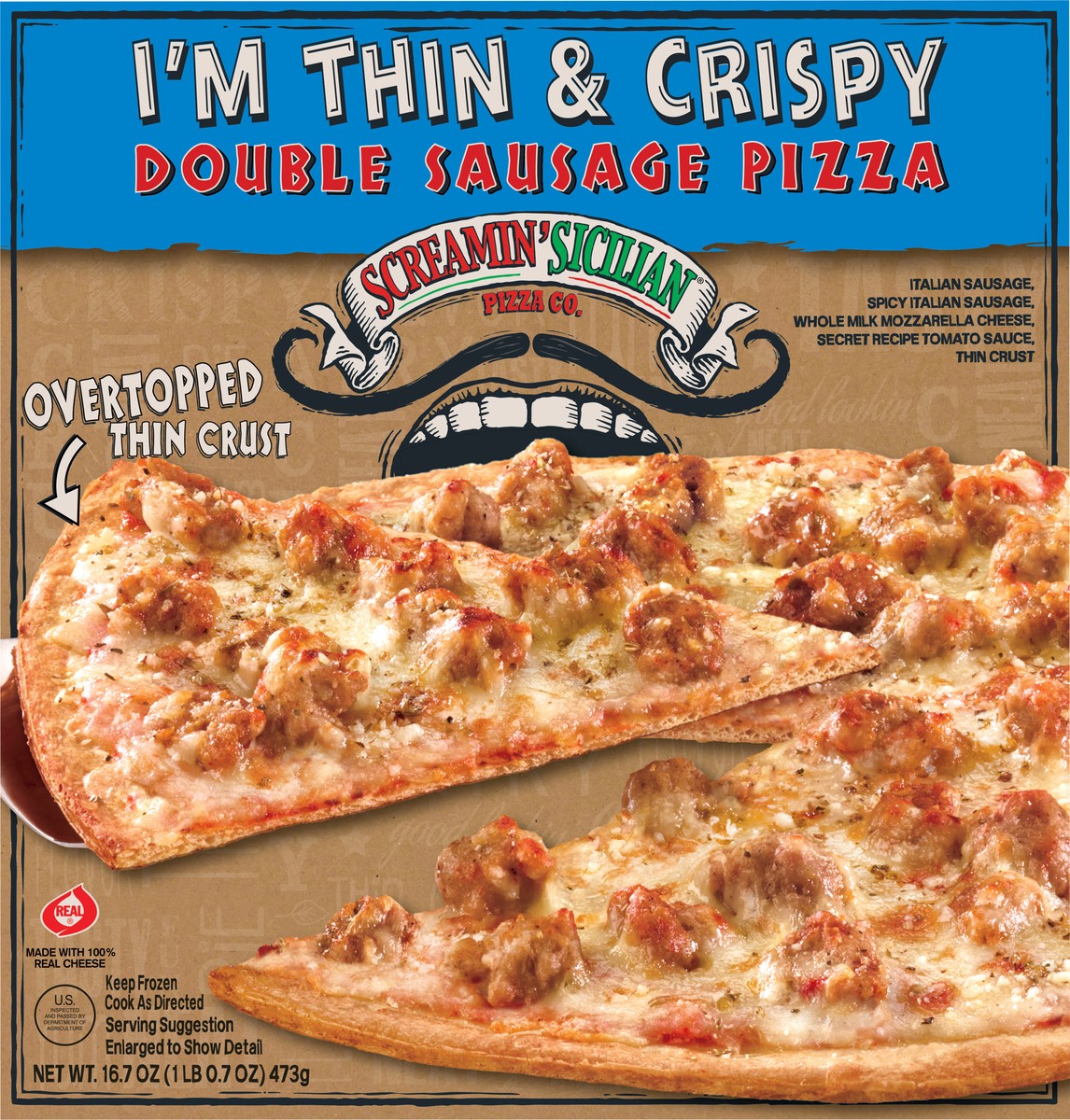 slide 9 of 9, Screamin' Sicilian I'm Thin & Crispy Double Sausage Pizza 16.7 oz, 16.7 oz