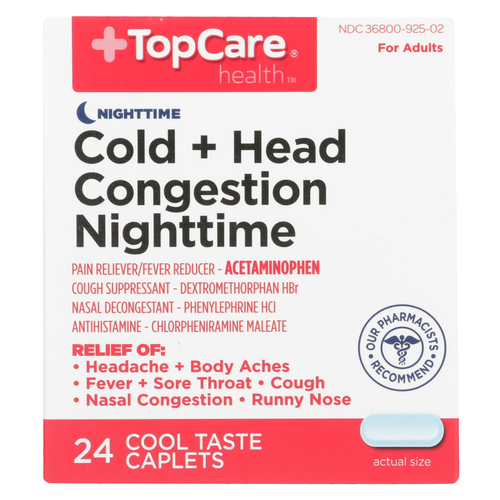 TopCare Cold + Head Congestion Nighttime Pain Reliever/fever Reducer