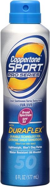 slide 1 of 1, Coppertone Sport Pro Series with DuraFlex Broad Spectrum SPF 50 Clear Continuous Spray Sunscreen, 6 fl oz