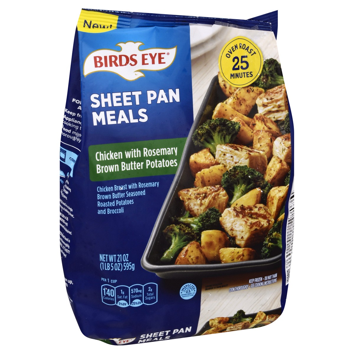 slide 2 of 11, Birds Eye Sheet Pan Meals, Chicken With Rosemary Brown Butter Potatoes, Frozen Meal, 21 OZ Bag, 21 oz