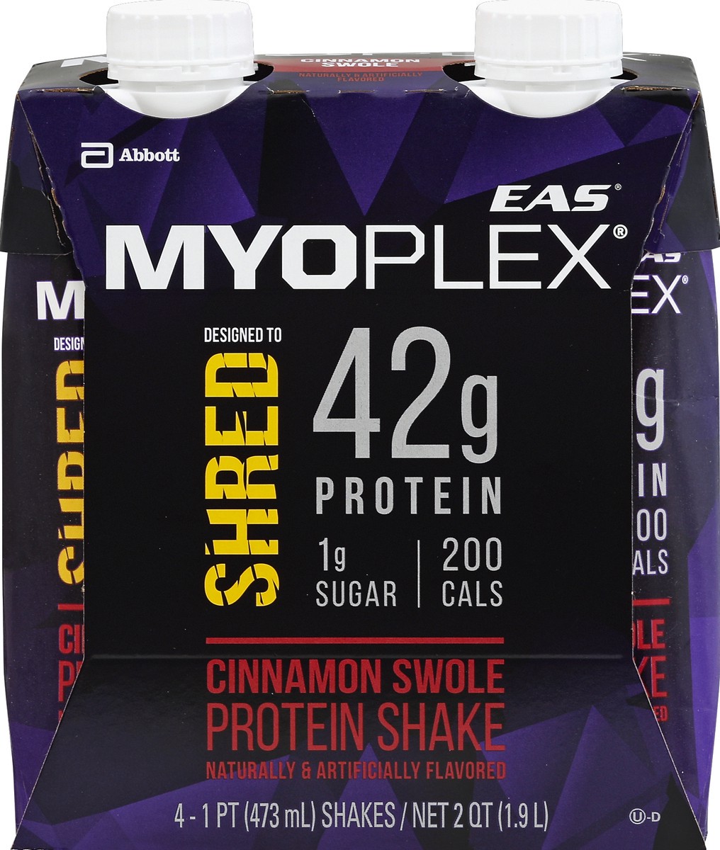 slide 4 of 4, EAS Myoplex Shred Cinnamon Swole Protein Shake, 4 ct; 1 pint