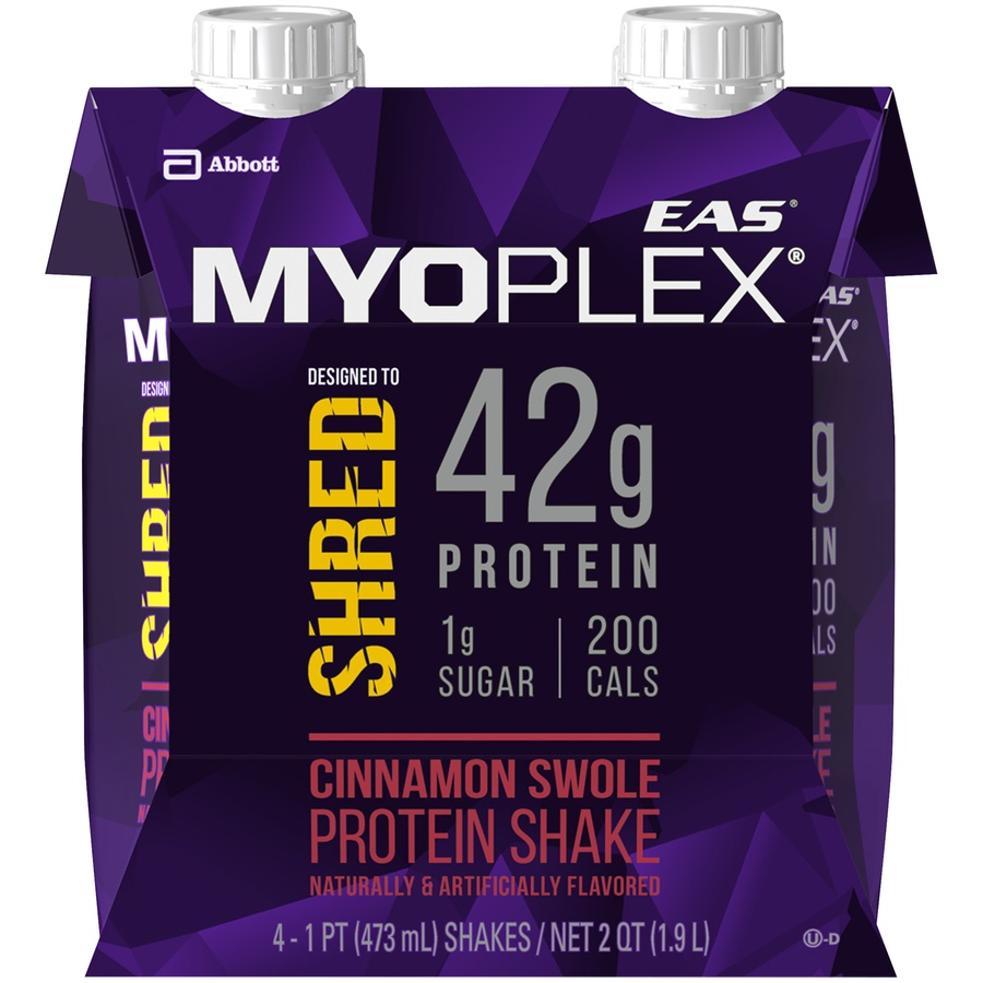 slide 1 of 4, EAS Myoplex Shred Cinnamon Swole Protein Shake, 4 ct; 1 pint