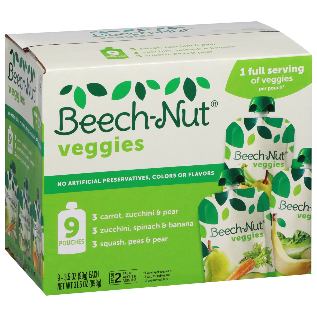 slide 4 of 9, Beech-Nut Veggies On-The-Go Baby Food Pouch Variety Pack, 9 ct