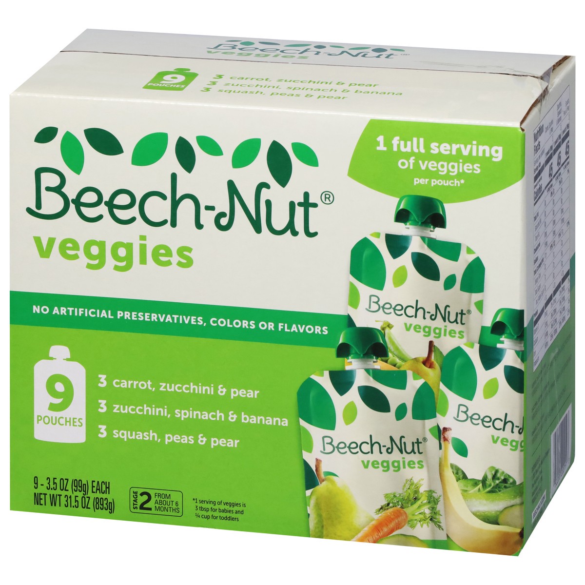 slide 5 of 9, Beech-Nut Veggies On-The-Go Baby Food Pouch Variety Pack, 9 ct