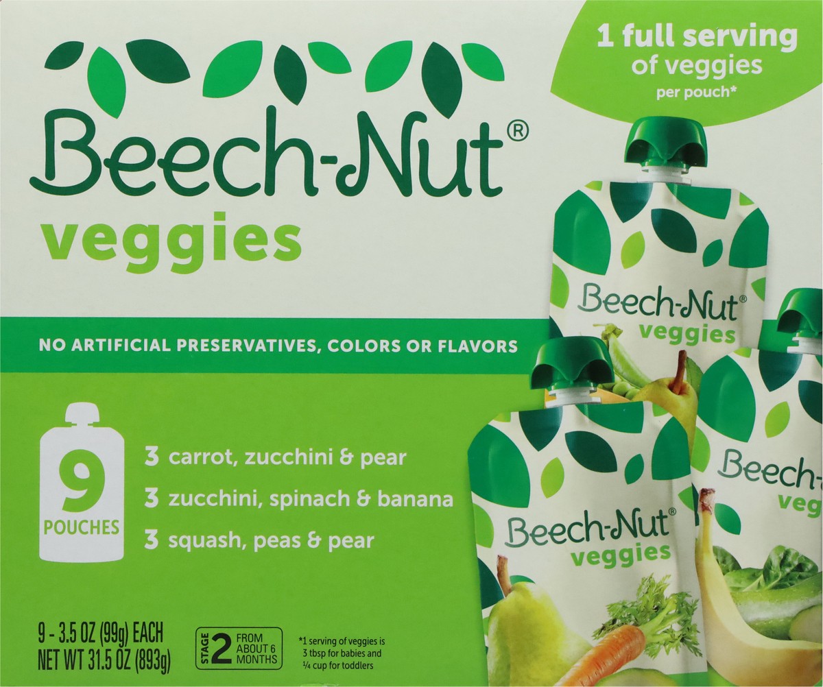 slide 7 of 9, Beech-Nut Veggies On-The-Go Baby Food Pouch Variety Pack, 9 ct