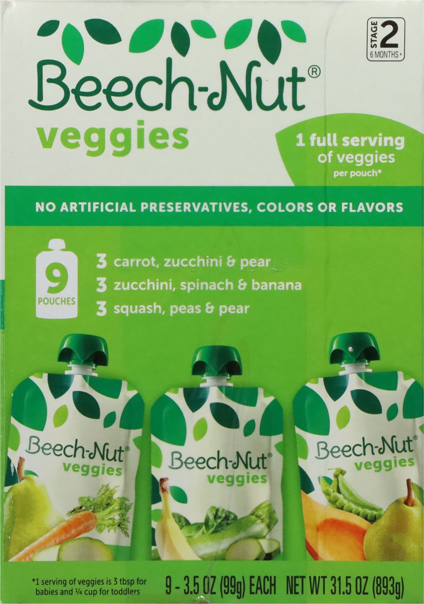 slide 2 of 9, Beech-Nut Veggies On-The-Go Baby Food Pouch Variety Pack, 9 ct