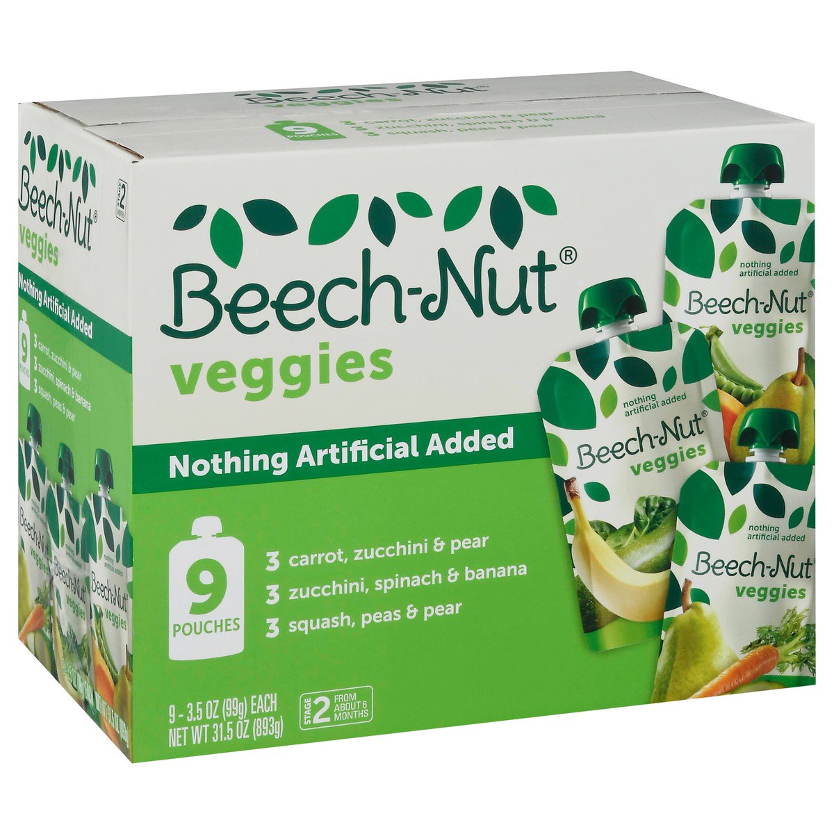 slide 1 of 9, Beech-Nut Veggies On-The-Go Baby Food Pouch Variety Pack, 9 ct