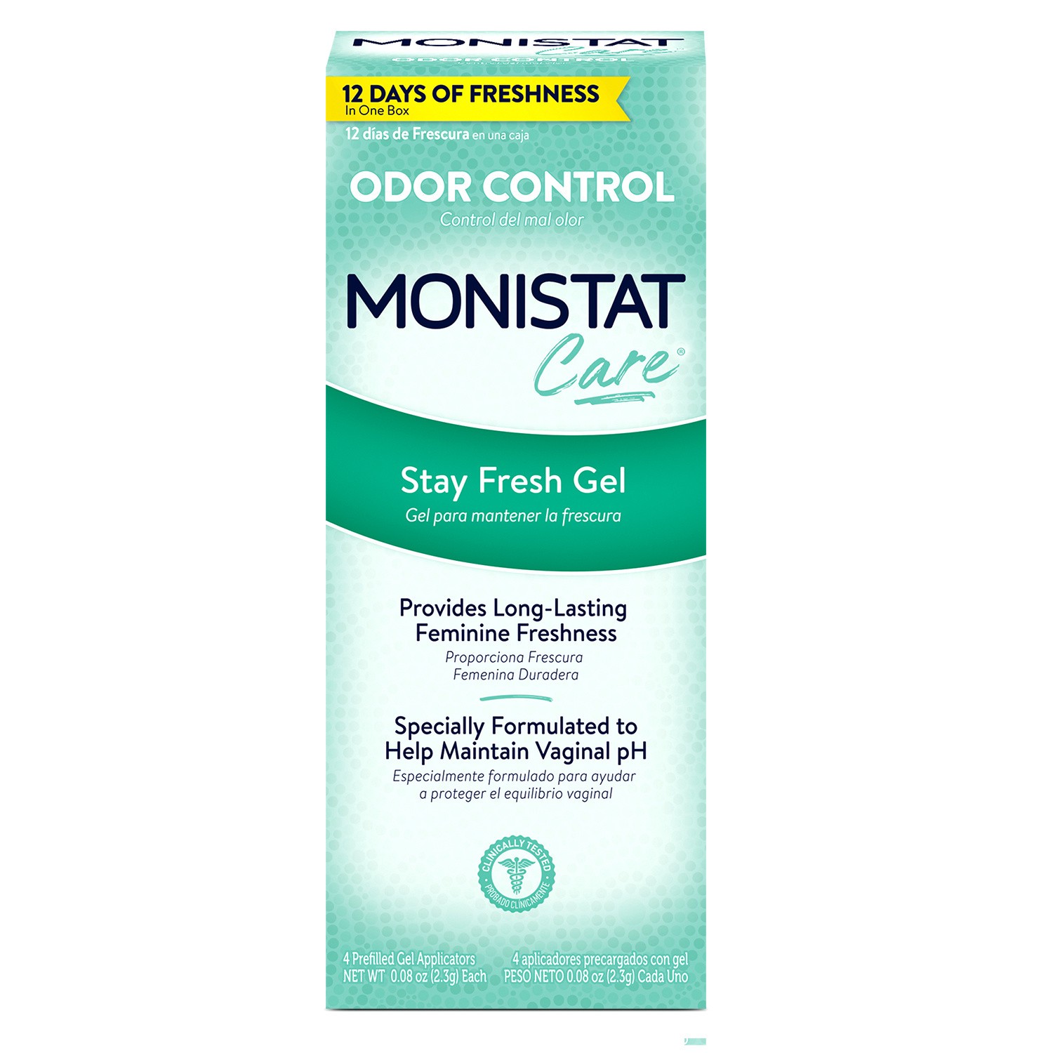 slide 1 of 10, Monistat Stay Fresh Gel, Odor Eliminating Gel for Feminine Care, Fragrance Free Vaginal Gel, Prefilled Applicators, 4 Count, 4 ct