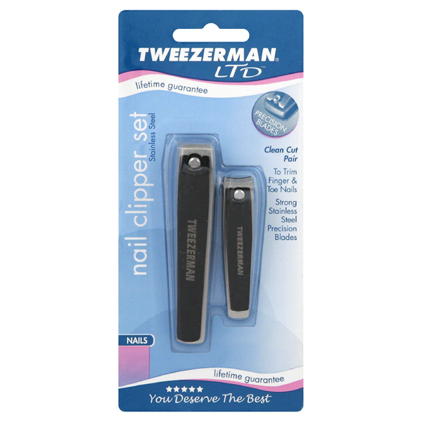 slide 1 of 1, Tweezerman Stainless Steel Nail Clipper Set, 2 ct