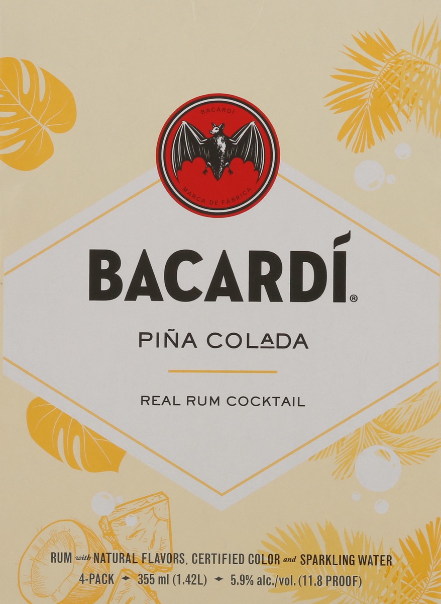 slide 5 of 12, Bacardi 4-Pack Pina Colada Rum Cocktail 4 - 355 ml Pack, 355 ml