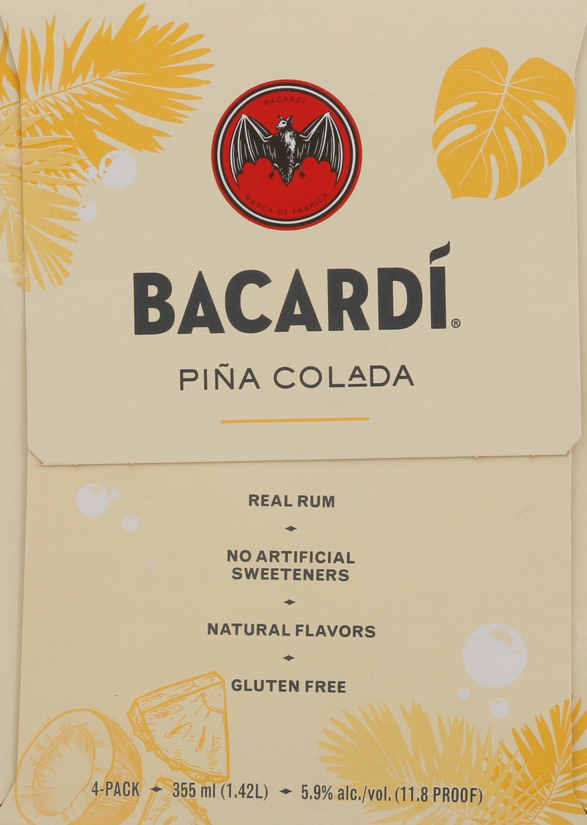 slide 4 of 12, Bacardi 4-Pack Pina Colada Rum Cocktail 4 - 355 ml Pack, 355 ml