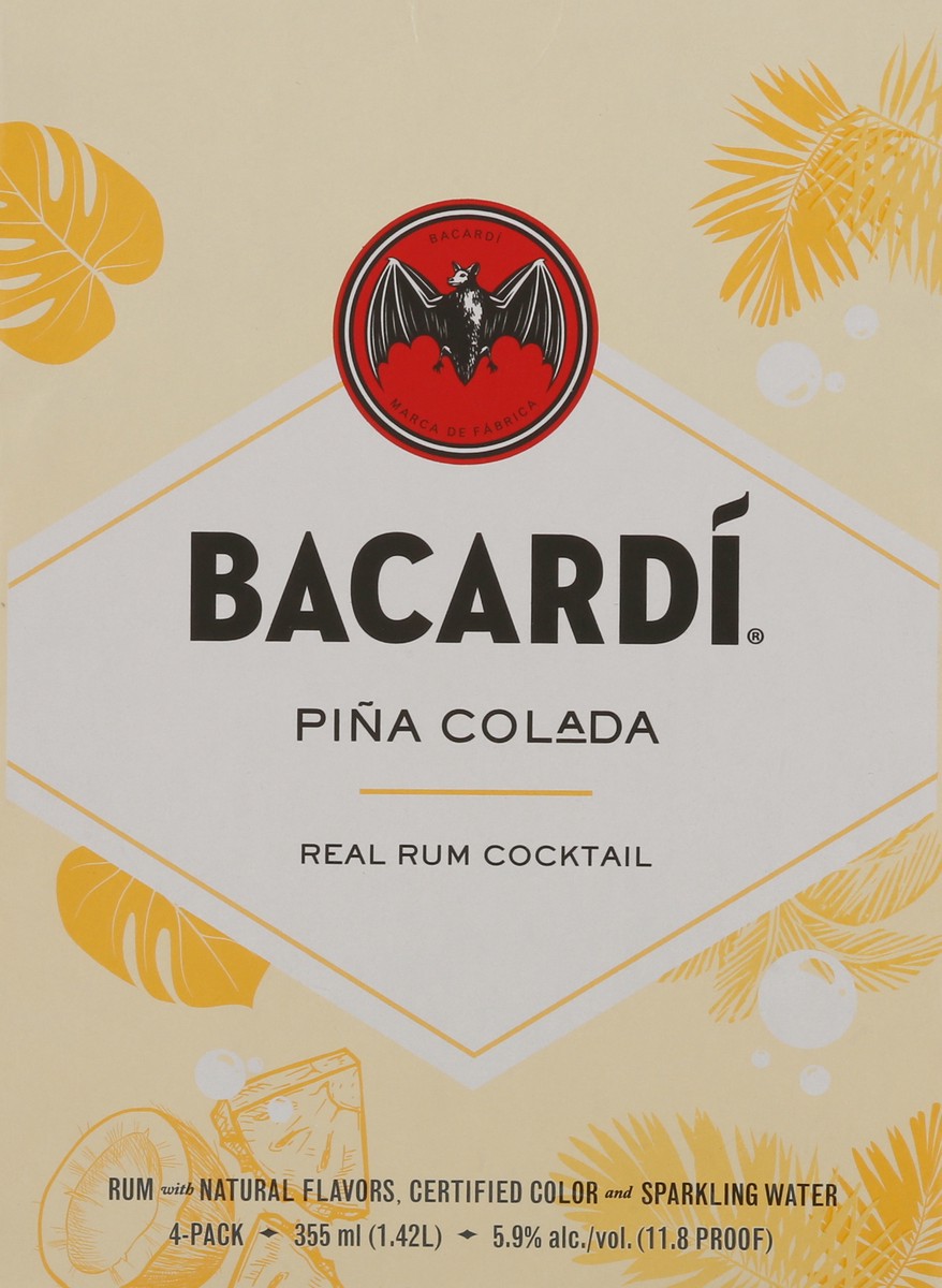 slide 3 of 12, Bacardi 4-Pack Pina Colada Rum Cocktail 4 - 355 ml Pack, 355 ml