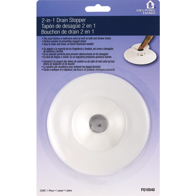 slide 1 of 1, Helping Hand 2-In-1 Drain Stopper, 1 ct
