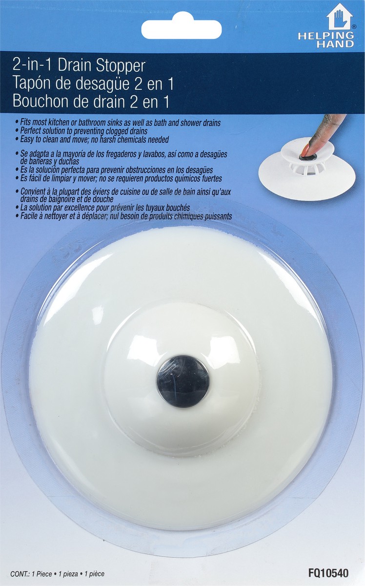 slide 2 of 9, Helping Hand 2-in-1 Drain Stopper 1 ea, 1 ct