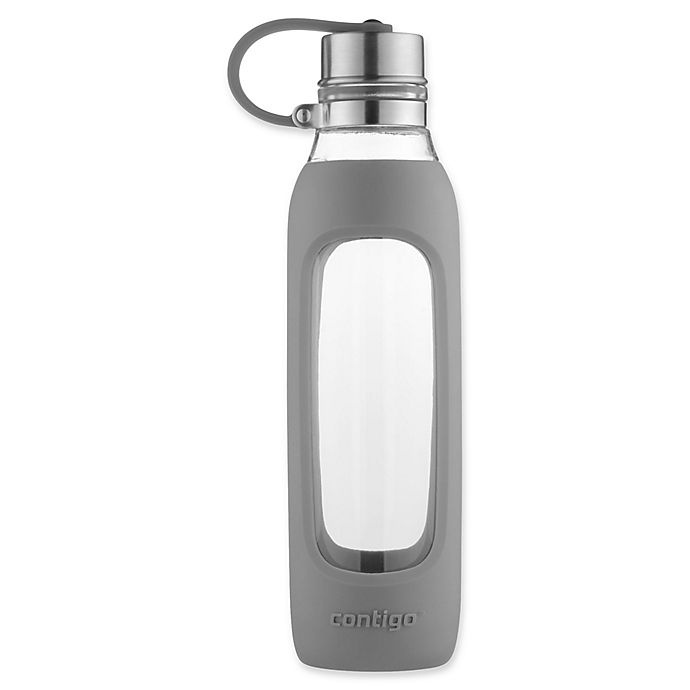 slide 1 of 1, Contigo Purity Glass Water Bottle with Tethered Lid - Smoke, 20 oz