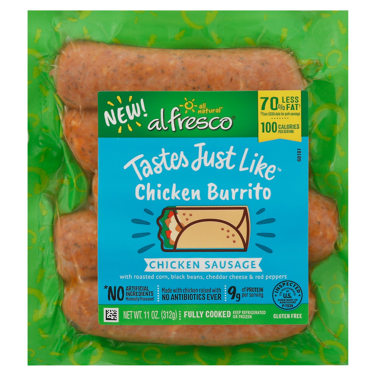 slide 12 of 14, Al Fresco Tastes Just Like Chicken Burrito Chicken Sausage 11 oz, 11 oz