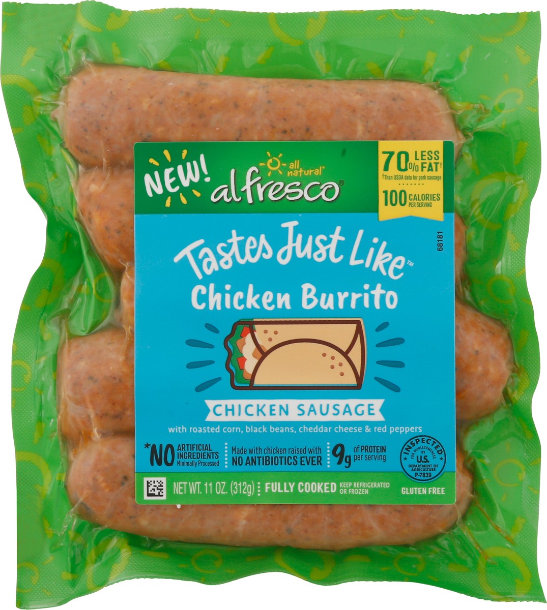slide 8 of 14, Al Fresco Tastes Just Like Chicken Burrito Chicken Sausage 11 oz, 11 oz