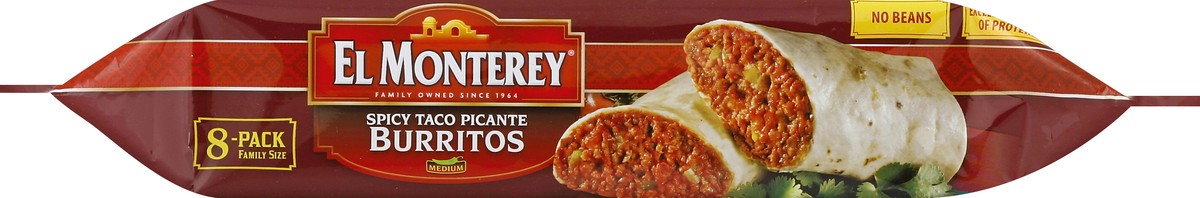 slide 4 of 5, El Monterey Spicy Taco Picante Burritos, 8 ct; 32 oz