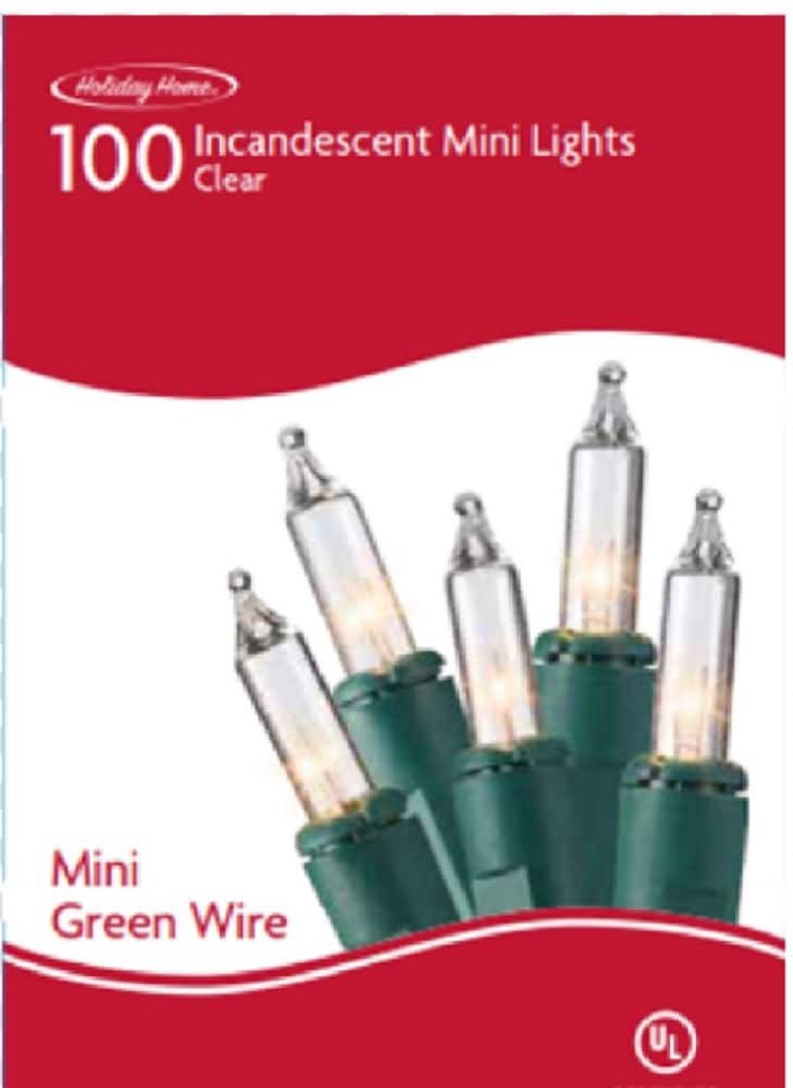 slide 1 of 1, Holiday Home 100 Ct Green Wire Mini Lights Christmas Decor - Clear, 100 ct