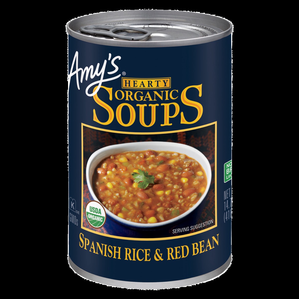 slide 1 of 7, Amy's Hearty Spanish Rice & Red Bean Soup, 14.7 oz