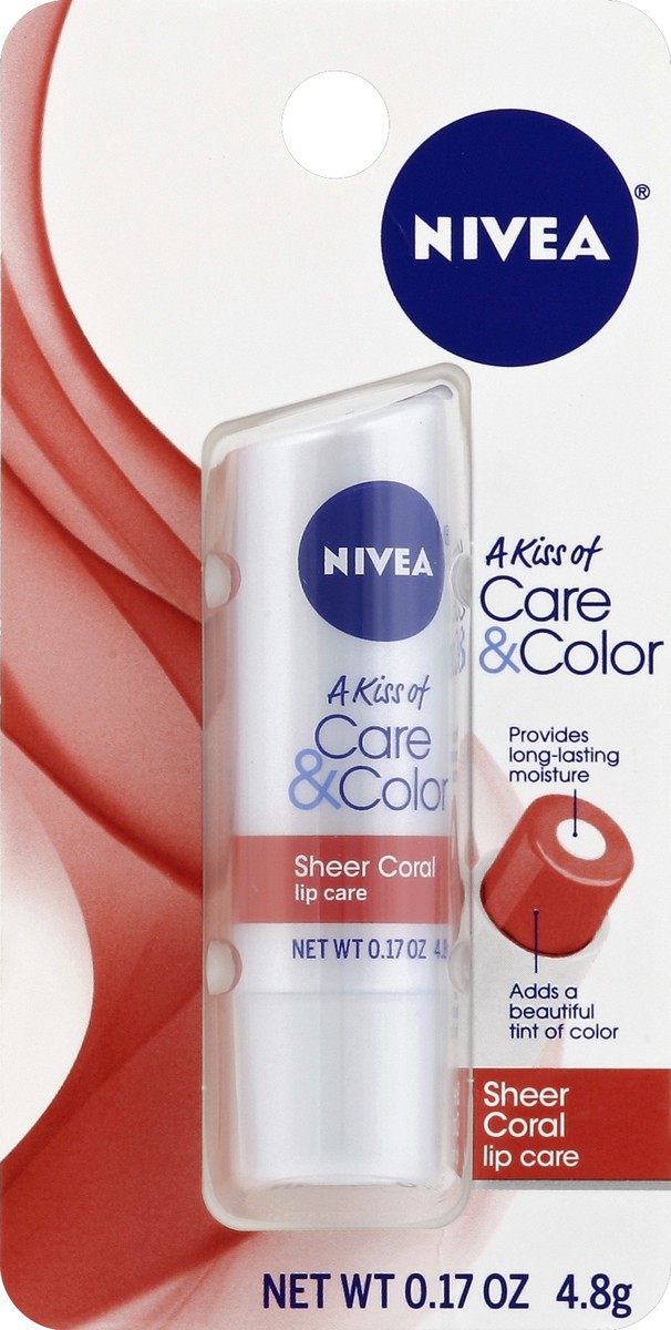 slide 2 of 2, Nivea Lip Care, Sheer Coral, 0.17 oz