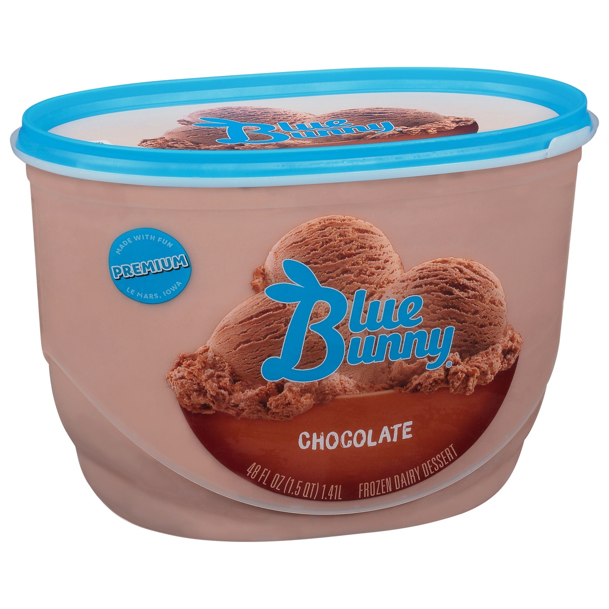 slide 1 of 8, Blue Bunny Chocolate Ice Cream, 48 fl oz