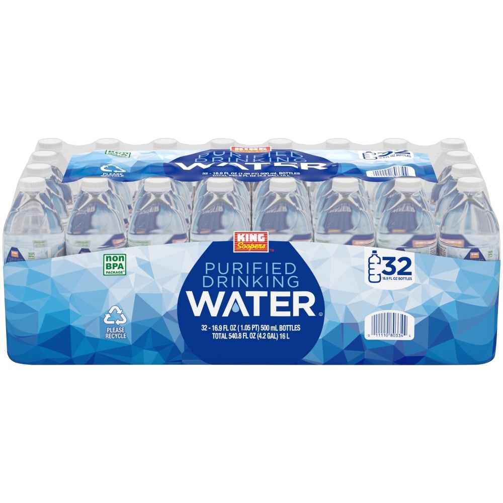 slide 1 of 1, King Soopers Bottled Drinking Water, 32 ct; 16.9 fl oz