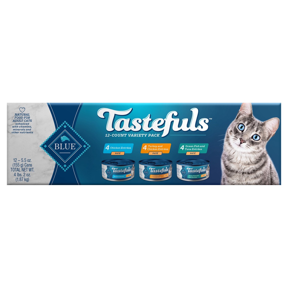 slide 2 of 6, Blue Buffalo Tastefuls Wet Cat Food, Variety Pack, 12 ct