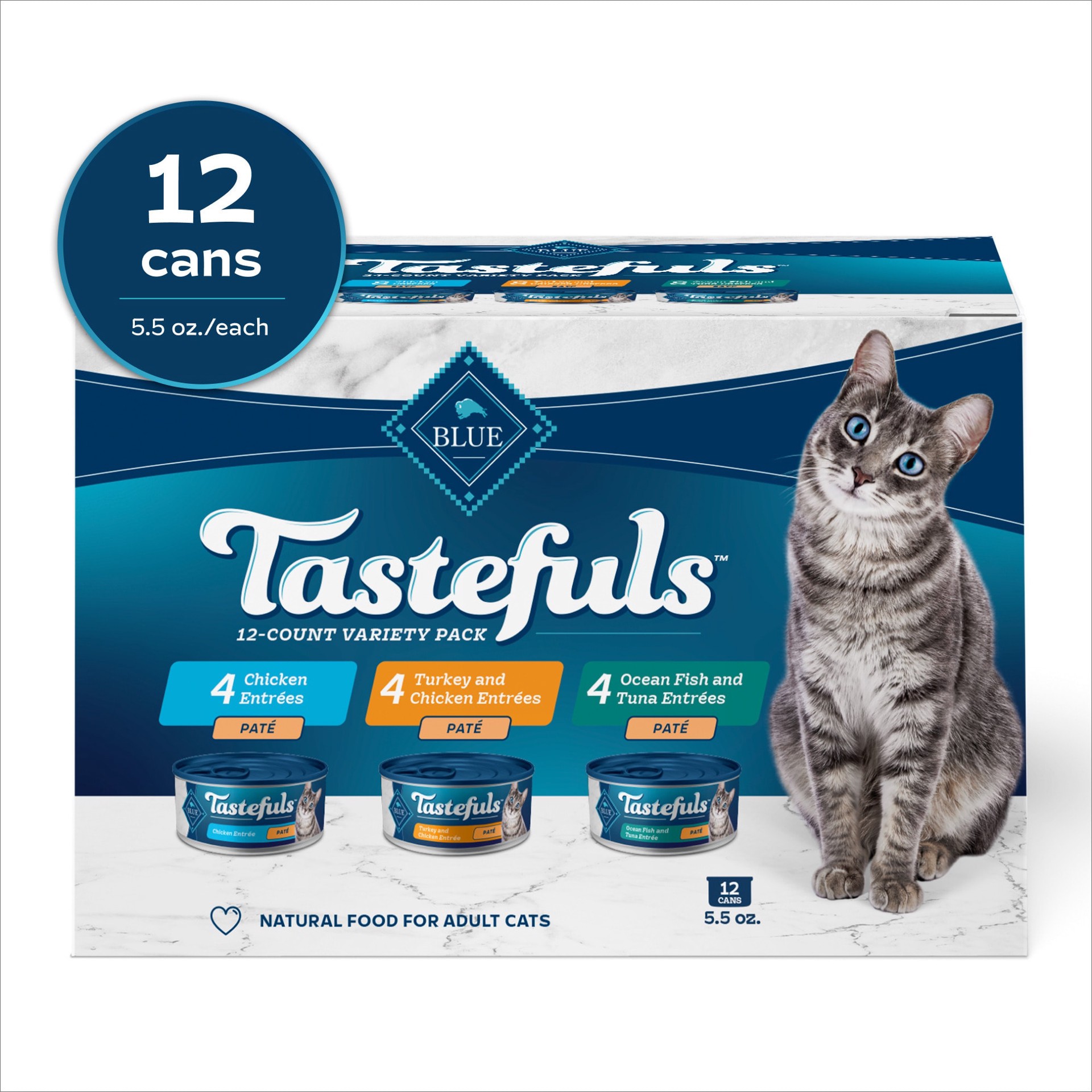 slide 1 of 6, Blue Buffalo Tastefuls Wet Cat Food, Variety Pack, 12 ct