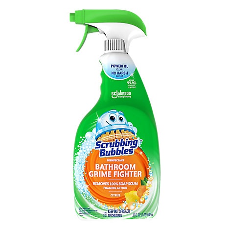 slide 1 of 1, Scrubbing Bubbles Bathroom Grime Fighter Spray Citrus, 32 fl oz