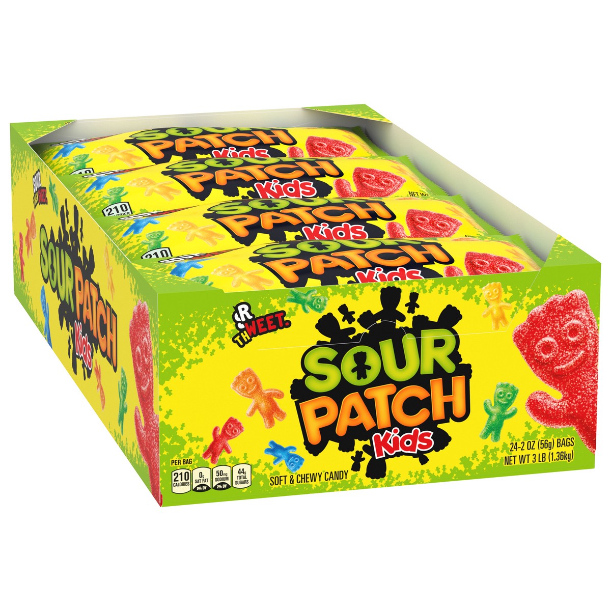 slide 2 of 9, SOUR PATCH KIDS Soft & Chewy Candy, 24 - 2 oz Bags, 24 ct; 2 oz