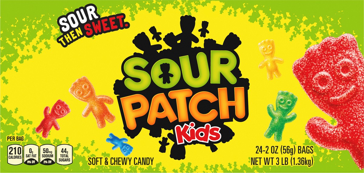 slide 5 of 9, SOUR PATCH KIDS Soft & Chewy Candy, 24 - 2 oz Bags, 24 ct; 2 oz