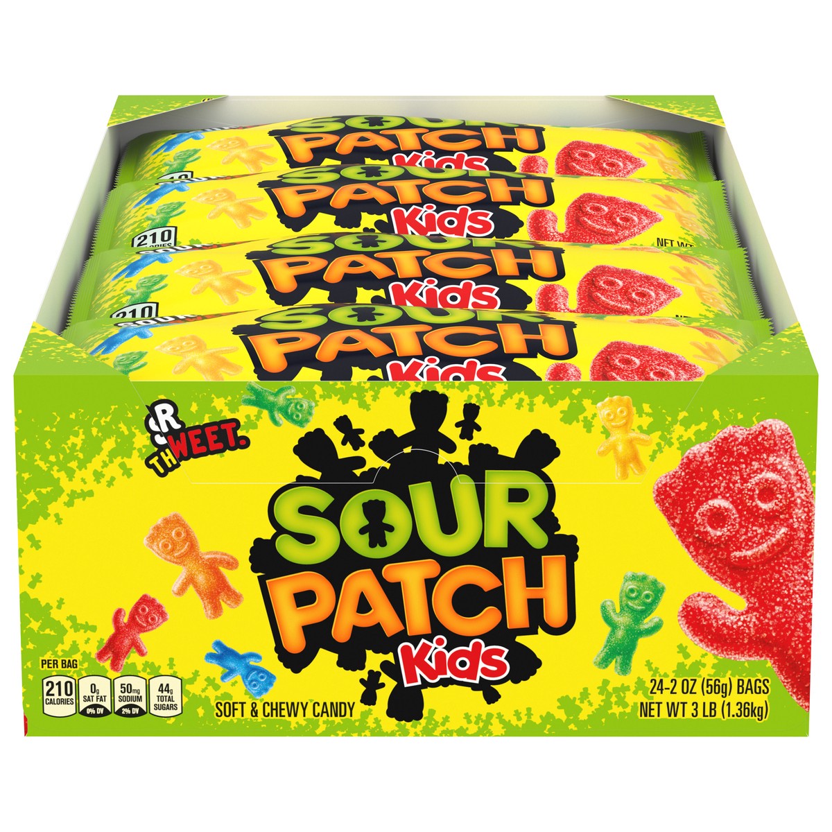 slide 1 of 9, SOUR PATCH KIDS Soft & Chewy Candy, 24 - 2 oz Bags, 24 ct; 2 oz