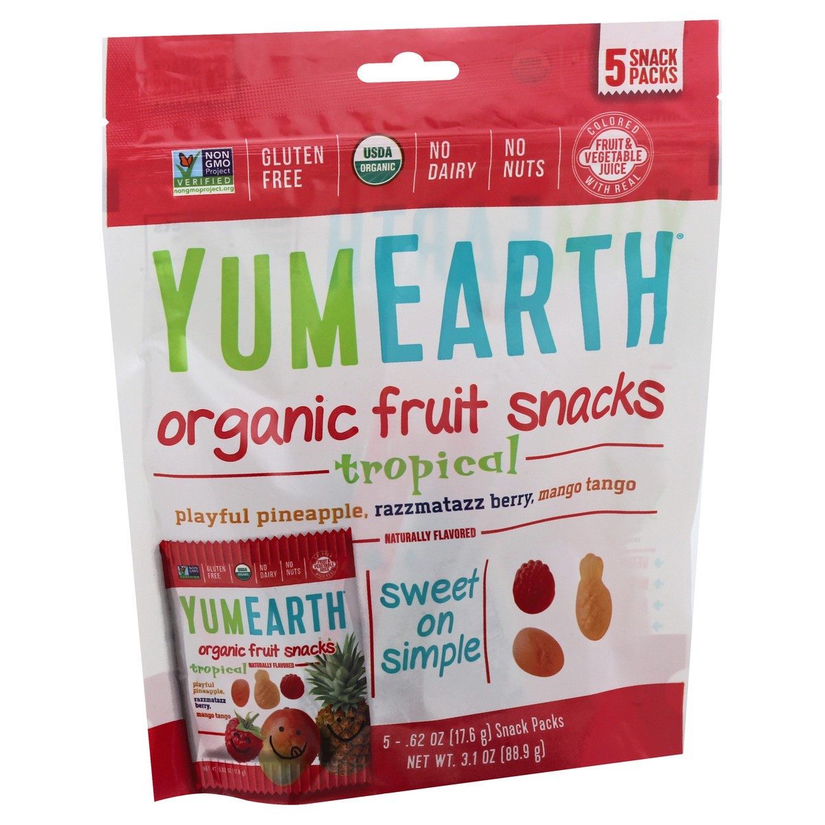 slide 5 of 9, YumEarth Organic Fruit Snacks Tropical - 5 Ct, 5 ct