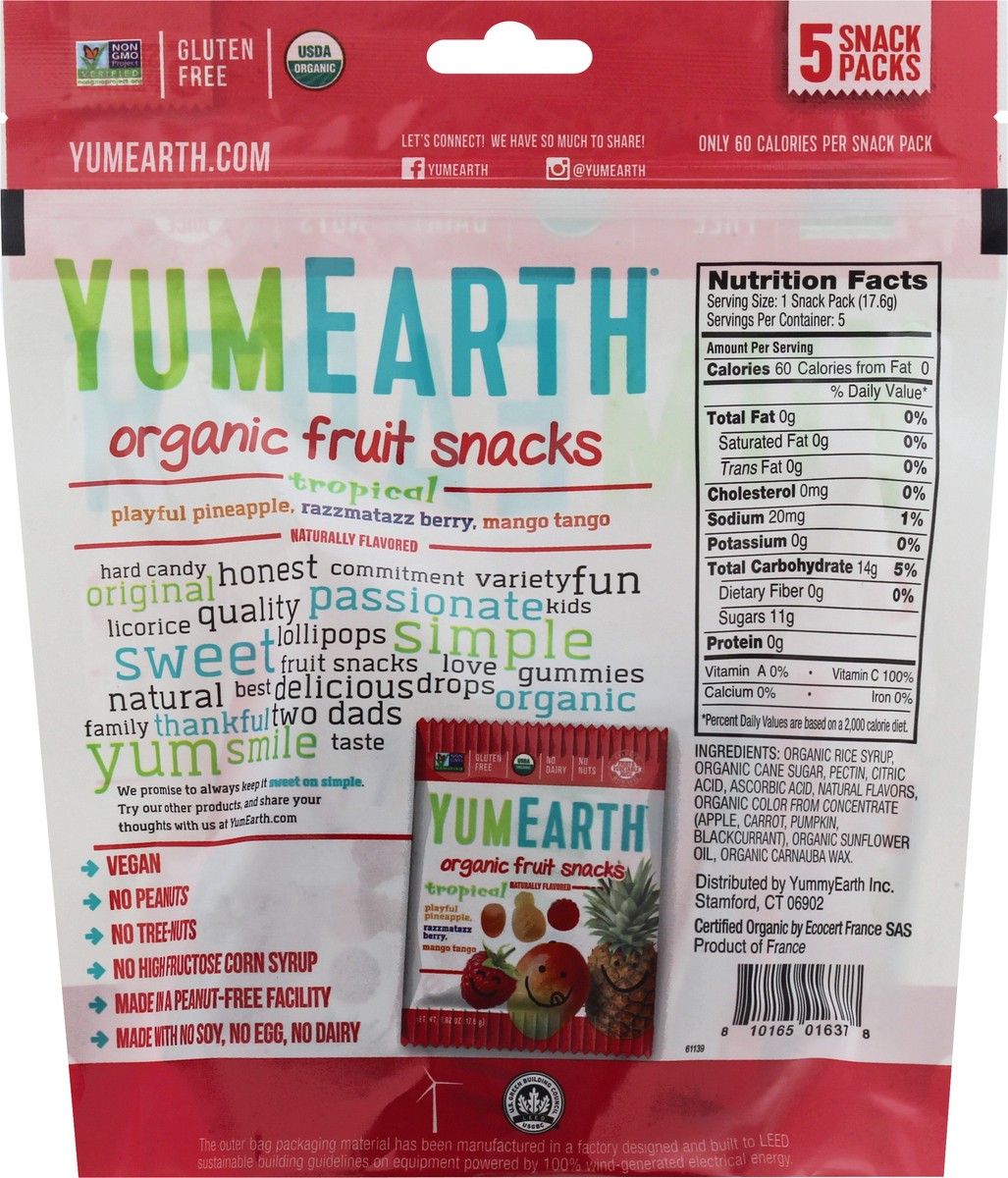 slide 3 of 9, YumEarth Organic Fruit Snacks Tropical - 5 Ct, 5 ct