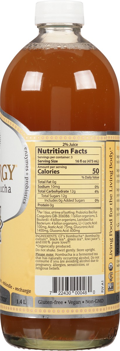 slide 4 of 12, GT's Pure Raw Raw Kombucha 48 fl oz Bottle, 48 fl oz