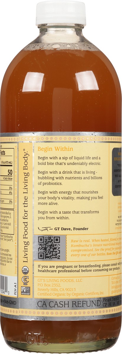 slide 6 of 12, GT's Pure Raw Raw Kombucha 48 fl oz Bottle, 48 fl oz