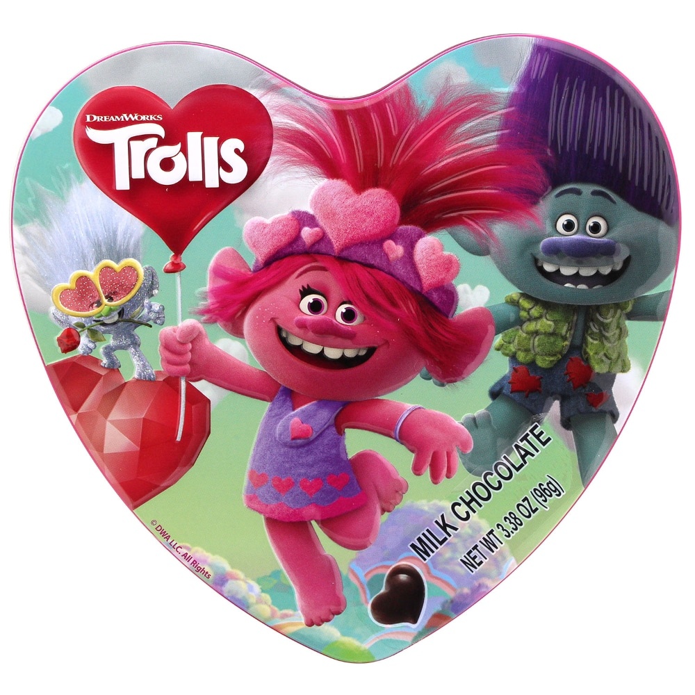 slide 1 of 1, Galerie Trolls Chocolate Heart Tin, 3.38 oz
