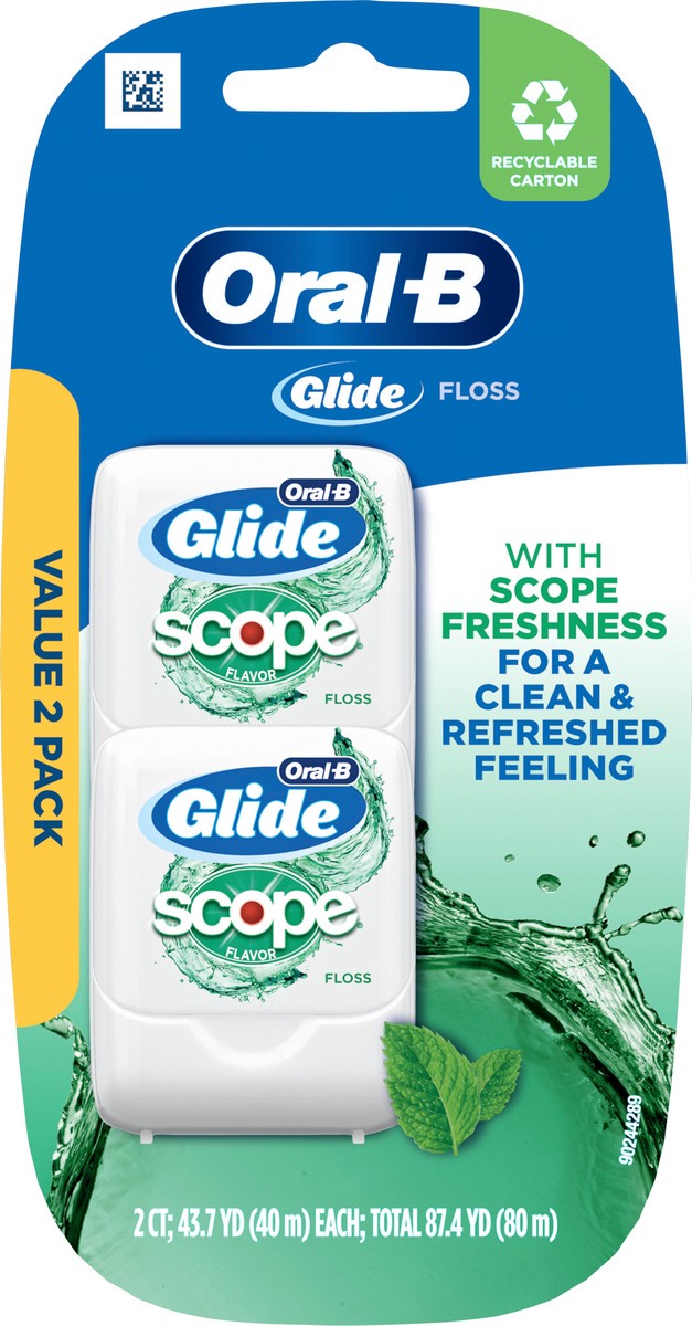 slide 3 of 3, Oral-B Glide with Scope (flavor) Floss, Value 2 Pack, 87.4 yards, 2 ct