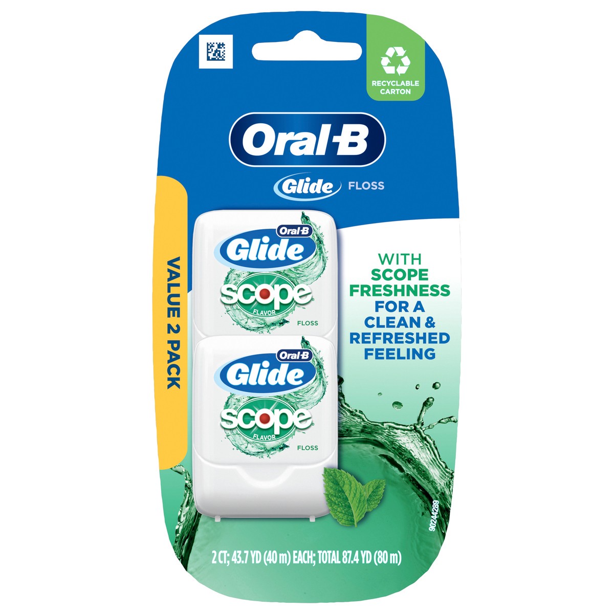 slide 1 of 3, Oral-B Glide with Scope (flavor) Floss, Value 2 Pack, 87.4 yards, 2 ct