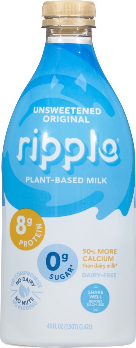 slide 6 of 9, Ripple Dairy-Free Unsweetened Original Milk - 48 fl oz, 48 oz