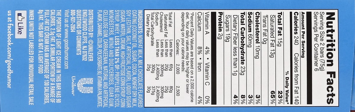 slide 2 of 6, Good Humor Ice Cream & Frozen Desserts Bar Original Ice Cream on a Stick Vanilla Chocolate, 12 ct, 12 ct