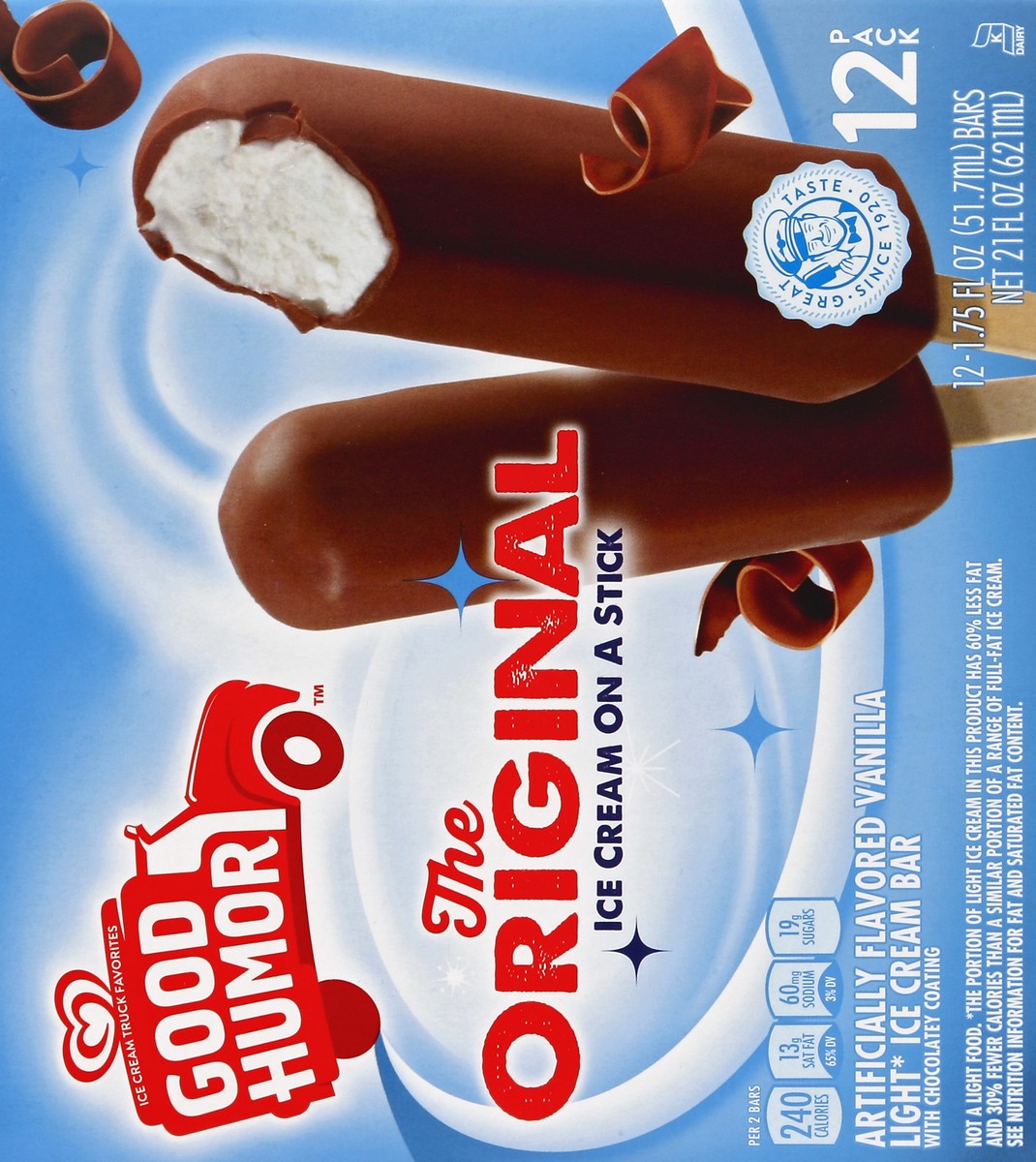 slide 4 of 6, Good Humor Ice Cream & Frozen Desserts Bar Original Ice Cream on a Stick Vanilla Chocolate, 12 ct, 12 ct