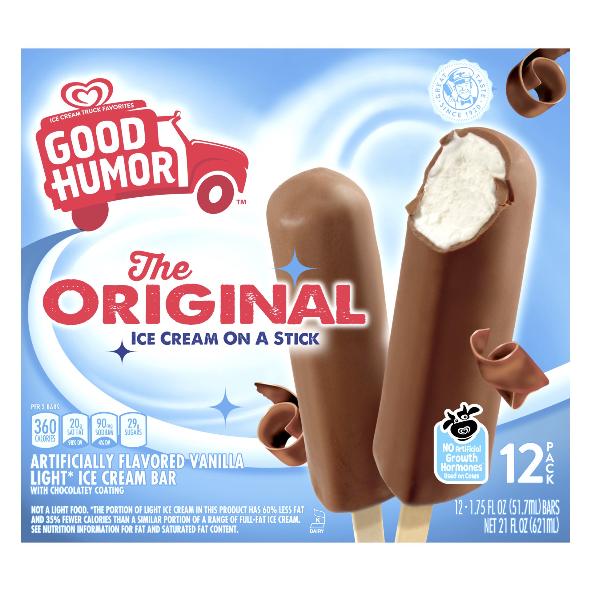 slide 1 of 6, Good Humor Ice Cream & Frozen Desserts Bar Original Ice Cream on a Stick Vanilla Chocolate, 12 ct, 12 ct