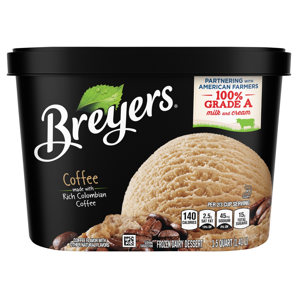 slide 1 of 1, Breyers Coffee Ice Cream, 1.5 qt